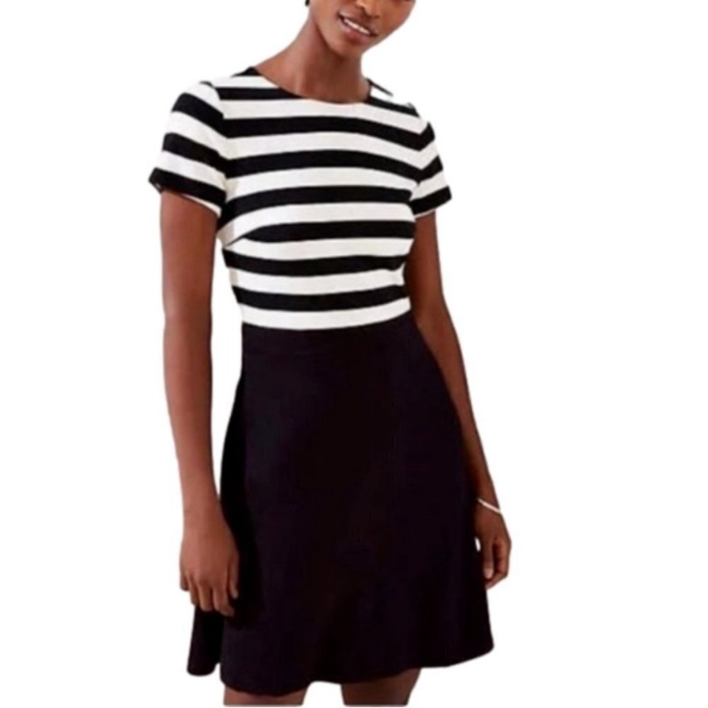 Loft Black and White Stripe Dress